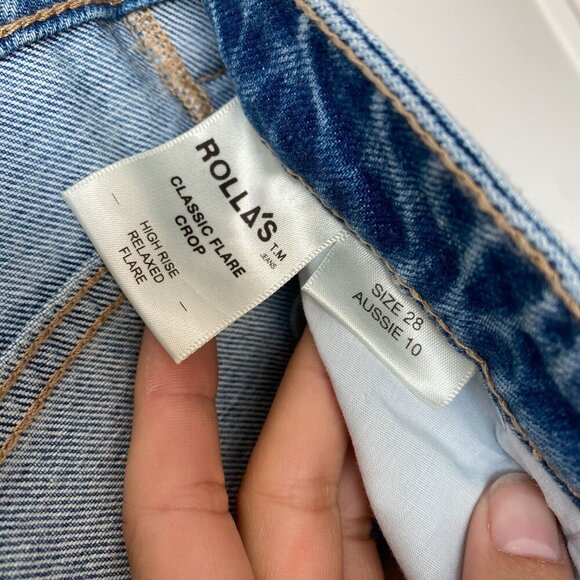 Rollas Womens Classic Flare Crop Sienna High Rise in Light Vintage Blue Size 28 - Picture 9 of 11
